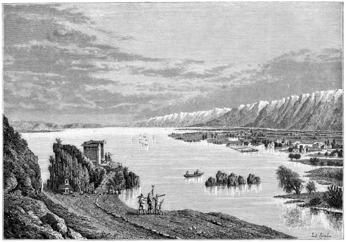 Framed Print : Tali lake, Japan, 1895. Artist: Armand Kohl Framed Print : Tali lake, Japan, 1895. Artist: Armand Kohl