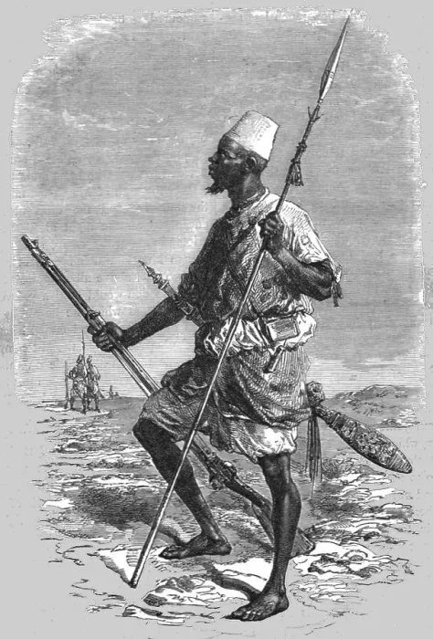 Framed Print : Talibe equipped for fighting; Journey from the Senegal to the Niger, 1875. Creator: Unknown Framed Print : Talibe equipped for fighting; Journey from the Senegal to the Niger, 1875. Creator: Unknown