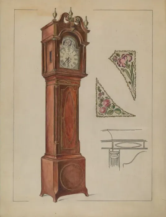 Framed Print : Tall Clock, 1935 / 1942. Creator: Elizabeth Curtis Framed Print : Tall Clock, 1935 / 1942. Creator: Elizabeth Curtis