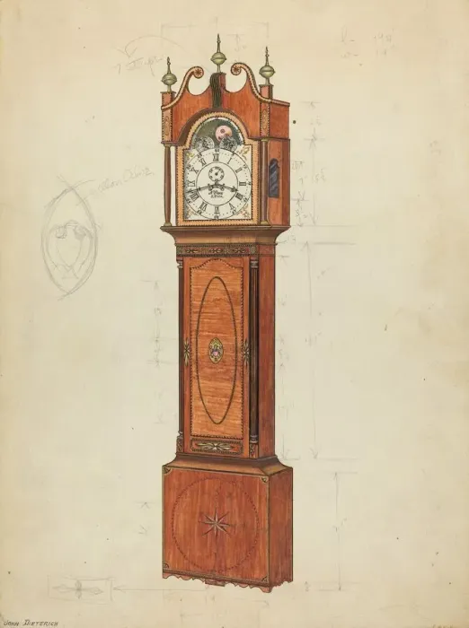 Framed Print : Tall Clock, c. 1935. Creator: John Dieterich