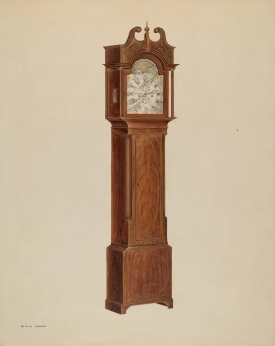 Framed Print : Tall Clock, c. 1938. Creator: Arthur Johnson Framed Print : Tall Clock, c. 1938. Creator: Arthur Johnson