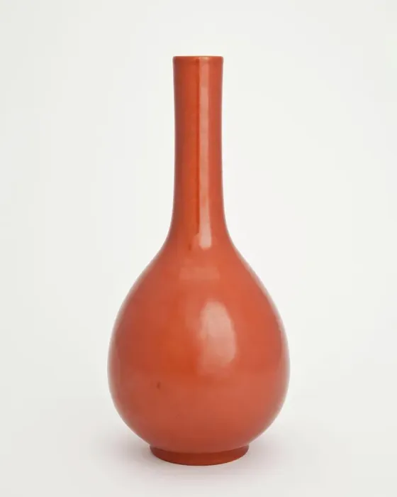 Framed Print : Tall coral-red vase, 1700-1799. Creator: Unknown Framed Print : Tall coral-red vase, 1700-1799. Creator: Unknown