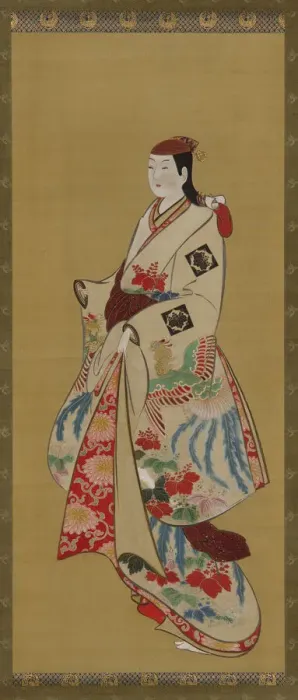 Framed Print : Tall girl; dress patterned with ho-o bird and kiri flowers, Edo period, 1615-1868 Framed Print : Tall girl; dress patterned with ho-o bird and kiri flowers, Edo period, 1615-1868