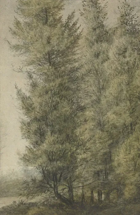 Framed Print : Tall pines on the edge of a forest, 1619-1690. Creator: Anthonie Waterloo Framed Print : Tall pines on the edge of a forest, 1619-1690. Creator: Anthonie Waterloo