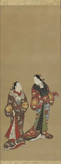Framed Print : Two tall women in dark robes, Edo period, 1615-1868. Creator: Unknown Framed Print : Two tall women in dark robes, Edo period, 1615-1868. Creator: Unknown
