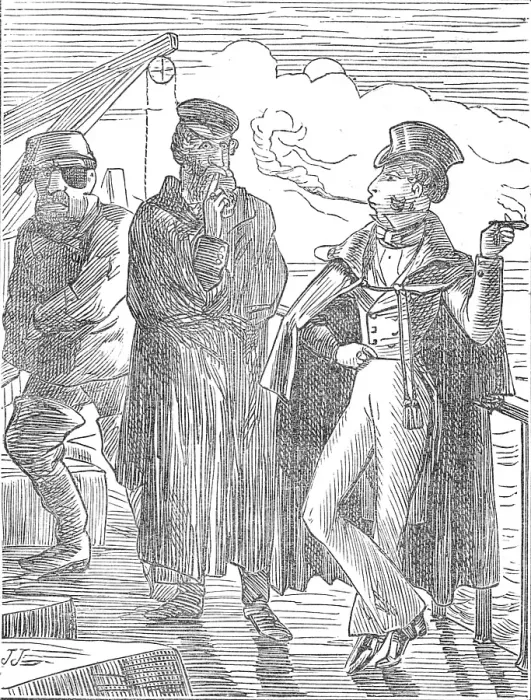 Framed Print : The taller had a Spanish cloak, while his companion wore a...pair of high fisherman's boots, 1872. Creator: J. J Framed Print : The taller had a Spanish cloak, while his companion wore a...pair of high fisherman's boots, 1872. Creator: J. J