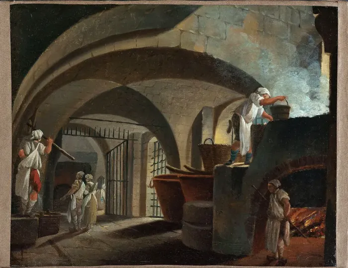 Framed Print : Tallow foundry at the Hotel-Dieu, 1773. Creator: Pierre-Antoine Demachy Framed Print : Tallow foundry at the Hotel-Dieu, 1773. Creator: Pierre-Antoine Demachy