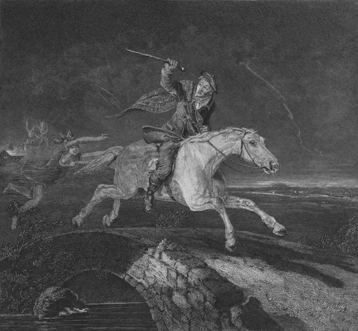 Framed Print : Tam O Shanter, 1826. Artist: James C Allen Framed Print : Tam O Shanter, 1826. Artist: James C Allen