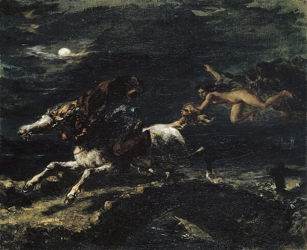 Tam O Shanter Pursued by the Witches, 1849. Creator: Delacroix, Eugene (1798-1863)