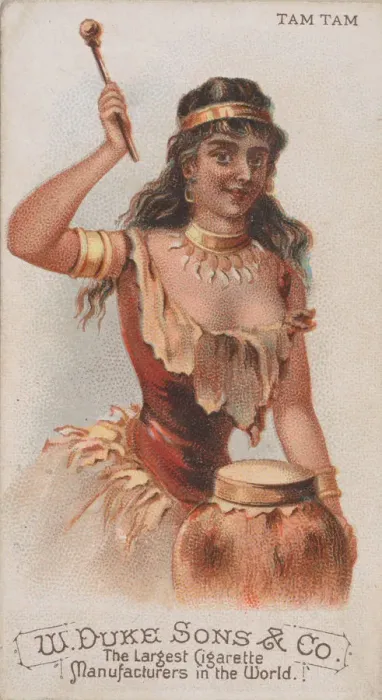 Framed Print : Tam Tam, from the Musical Instruments series (N82) for Duke brand cigarettes, 1888. 1888 Framed Print : Tam Tam, from the Musical Instruments series (N82) for Duke brand cigarettes, 1888. 1888