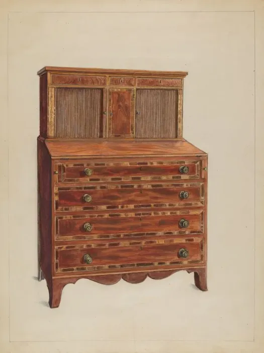 Framed Print : Tambour Desk, c. 1936. Creator: Bernard Gussow Framed Print : Tambour Desk, c. 1936. Creator: Bernard Gussow
