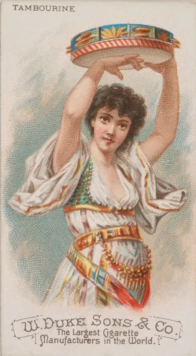 Framed Print : Tambourine, from the Musical Instruments series (N82) for Duke brand cigarettes, 1888 Framed Print : Tambourine, from the Musical Instruments series (N82) for Duke brand cigarettes, 1888