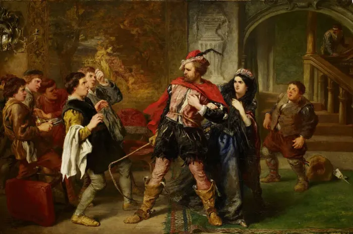 Framed Print : The Taming of the Shrew, 1861. Creator: Sir John Gilbert Framed Print : The Taming of the Shrew, 1861. Creator: Sir John Gilbert