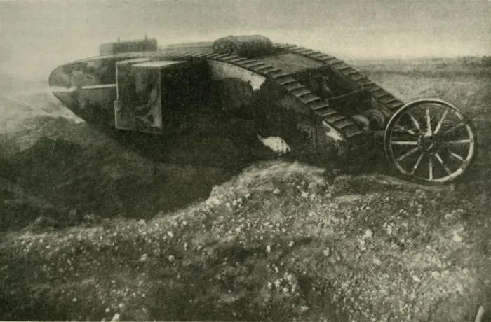 Framed Print : A Tank in Action, First World War, 1914-1918, (c1920). Creator: Unknown Framed Print : A Tank in Action, First World War, 1914-1918, (c1920). Creator: Unknown