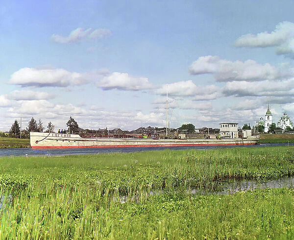Tank barge of the Nobel brothers [Russian Empire], 1909. Creator: Sergey Mikhaylovich Prokudin-Gorsky