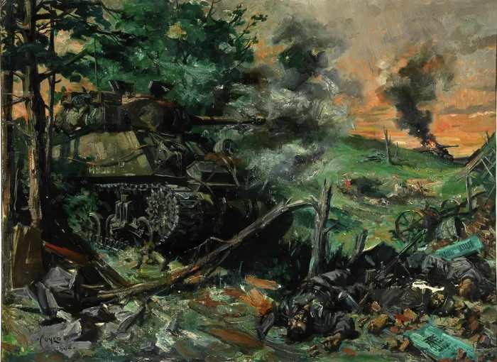 Framed Print : Tank battle, 1939-1946. Creators: Central Office of Information, Terence Tenison Cuneo Framed Print : Tank battle, 1939-1946. Creators: Central Office of Information, Terence Tenison Cuneo