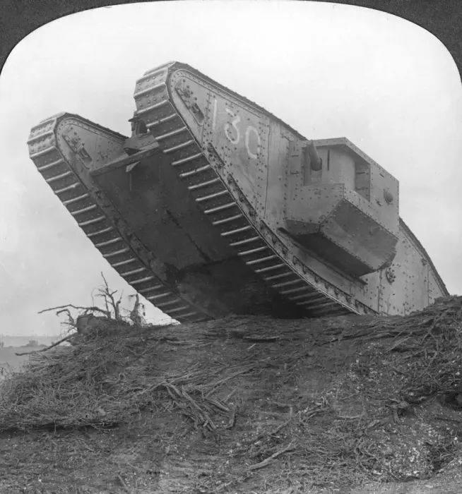 Framed Print : A tank breaking through the wire at Cambrai, France, World War I, c1917-c1918. Artist: Realistic Travels Publishers Framed Print : A tank breaking through the wire at Cambrai, France, World War I, c1917-c1918. Artist: Realistic Travels Publishers