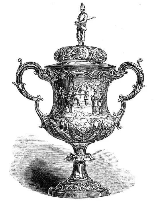 Framed Print : Tankard presented to Captain Hall, of the 3rd (Ramsey) Isle of Man Rifle Volunteers, 1864. Creator: Unknown Framed Print : Tankard presented to Captain Hall, of the 3rd (Ramsey) Isle of Man Rifle Volunteers, 1864. Creator: Unknown