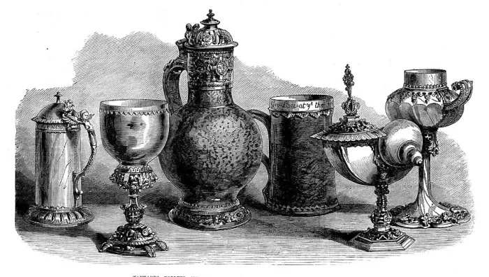 Framed Print : Tankards, goblets, and cups, Art Loan Collection, South Kensington Museum, 1871. Creator: Unknown Framed Print : Tankards, goblets, and cups, Art Loan Collection, South Kensington Museum, 1871. Creator: Unknown