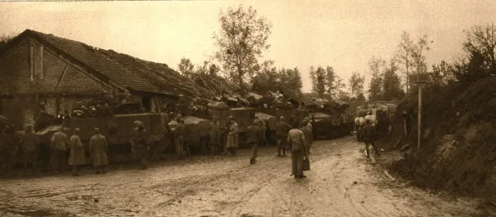 Framed Print : The tanks reassemble after battle, 1917 Creator: Unknown Framed Print : The tanks reassemble after battle, 1917 Creator: Unknown