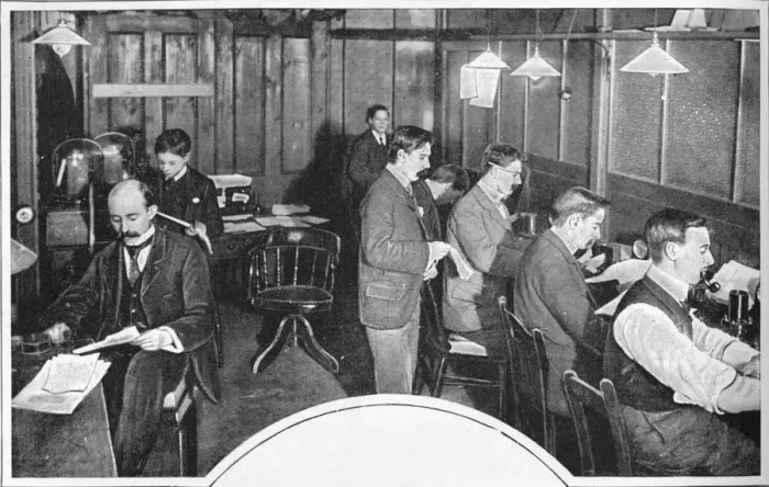Framed Print : Tape and telegraph room of the Daily Express newspaper, London, c1900 (1903) Framed Print : Tape and telegraph room of the Daily Express newspaper, London, c1900 (1903)