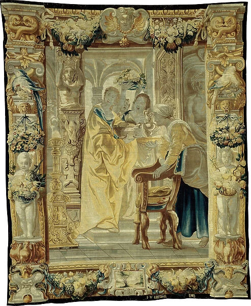 Tapestry (Four Servants), Flanders, c. 1650. Creator: Jan van Leefdael