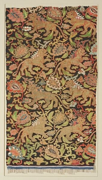 Tapestry with golden lions and palmettes, 1200s or earlier. Creator: Unknown