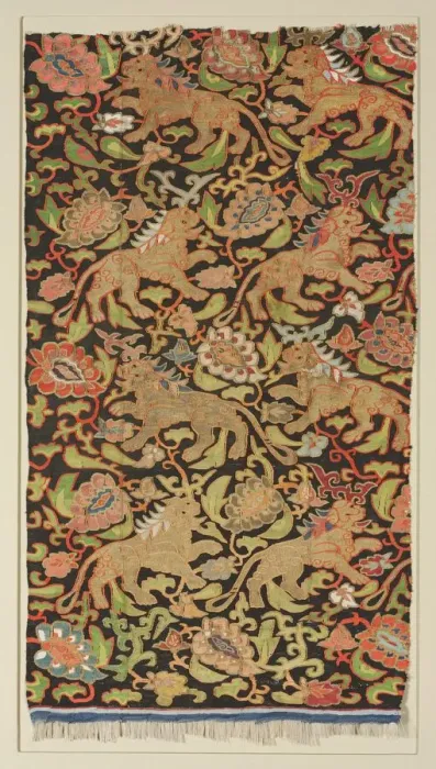 Framed Print : Tapestry with golden lions and palmettes, 1200s or earlier. Creator: Unknown Framed Print : Tapestry with golden lions and palmettes, 1200s or earlier. Creator: Unknown