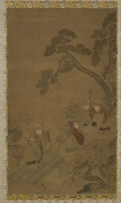 Framed Print : Tapestry: five sages in a garden under pines, Ming dynasty to Qing dynasty, 1368-1911 Framed Print : Tapestry: five sages in a garden under pines, Ming dynasty to Qing dynasty, 1368-1911