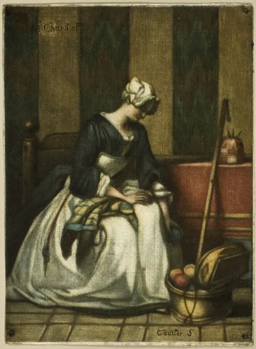 Framed Print : The Tapestry Worker, 1743. Creator: Jacques Fabian Gautier Dagoty Framed Print : The Tapestry Worker, 1743. Creator: Jacques Fabian Gautier Dagoty