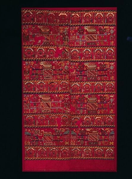 Two Tapestry-woven Panel Fragments, 1000-1460s. Creator: Unknown