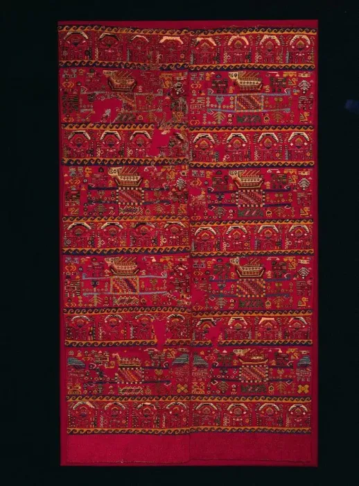 Framed Print : Two Tapestry-woven Panel Fragments, 1000-1460s. Creator: Unknown Framed Print : Two Tapestry-woven Panel Fragments, 1000-1460s. Creator: Unknown