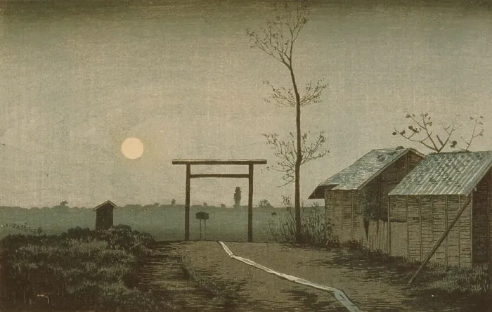 Framed Print : The Taro Inari Shrine in the Asakusa Ricefields, 1877. Creator: Kobayashi Kiyochika Framed Print : The Taro Inari Shrine in the Asakusa Ricefields, 1877. Creator: Kobayashi Kiyochika