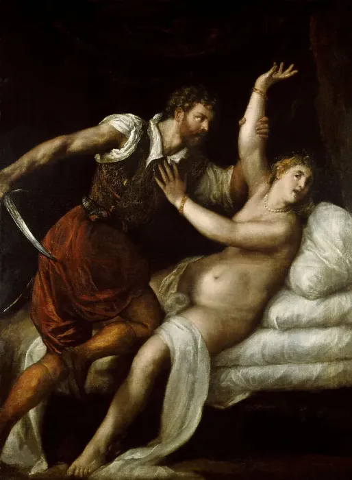 Framed Print : Tarquinius and Lucretia, c. 1570. Creator: Titian (1488-1576) Framed Print : Tarquinius and Lucretia, c. 1570. Creator: Titian (1488-1576)