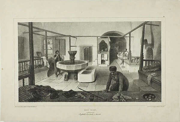 Tartar Bath, Resting Room, 1840. Creator: Auguste Raffet