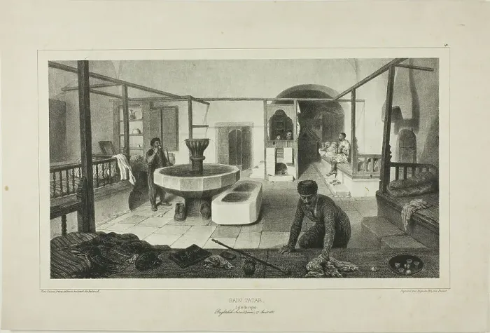 Framed Print : Tartar Bath, Resting Room, 1840. Creator: Auguste Raffet