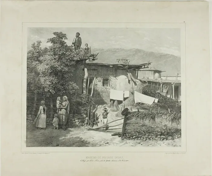 Framed Print : Tartar Peasants Homes in the Village of Déré-Koui, near Yalta, Crimea, August 31, 1837, 1841. Creator: Auguste Raffet Framed Print : Tartar Peasants Homes in the Village of Déré-Koui, near Yalta, Crimea, August 31, 1837, 1841. Creator: Auguste Raffet