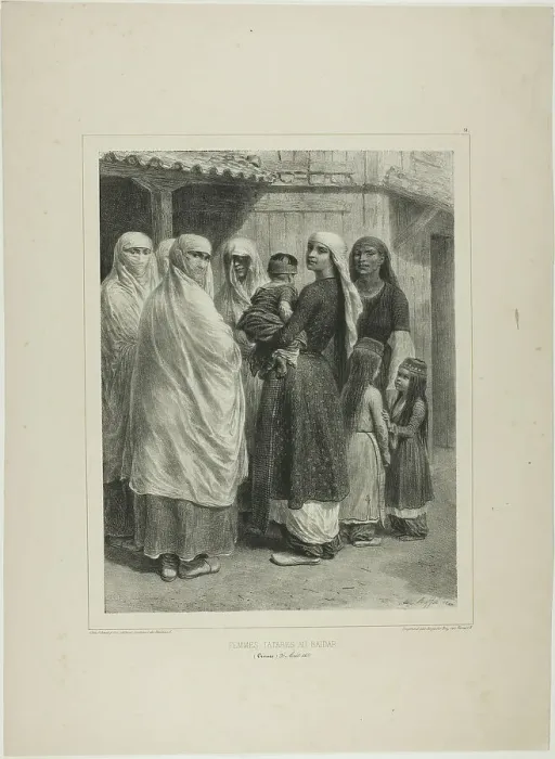 Framed Print : Tartar Women at the Baïdar, Crimea, August 26, 1837, 1842. Creator: Auguste Raffet Framed Print : Tartar Women at the Baïdar, Crimea, August 26, 1837, 1842. Creator: Auguste Raffet