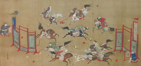 Tartars Playing Polo, early 18th century. Creator: Kano Eisen in Furunobu