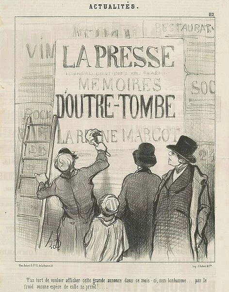 T'as tort de vouloir afficher cette cette grande annonce... 19th century. Creator: Honore Daumier