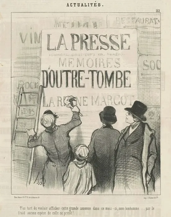 Framed Print : T'as tort de vouloir afficher cette cette grande annonce... 19th century. Creator: Honore Daumier Framed Print : T'as tort de vouloir afficher cette cette grande annonce... 19th century. Creator: Honore Daumier