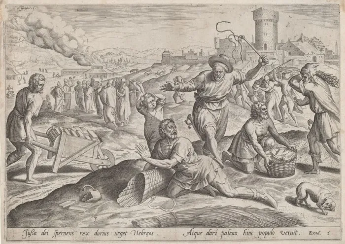 Framed Print : The Taskmaster of the Pharaoh Beating the Israelites, c. 1585. Creator: Johann Sadeler I Framed Print : The Taskmaster of the Pharaoh Beating the Israelites, c. 1585. Creator: Johann Sadeler I