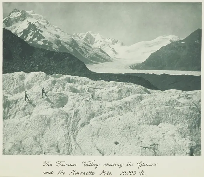 Framed Print : The Tasman Valley showing the Glacier and the Minarette Mts. 10, 003 ft, 1920s. Creator: Harry Moult Framed Print : The Tasman Valley showing the Glacier and the Minarette Mts. 10, 003 ft, 1920s. Creator: Harry Moult