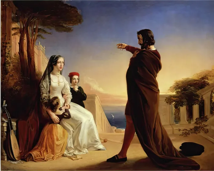 Framed Print : Tasso in Disguise Relating his Persecutions to his Sister, c1840. Creator: John Phillip Framed Print : Tasso in Disguise Relating his Persecutions to his Sister, c1840. Creator: John Phillip