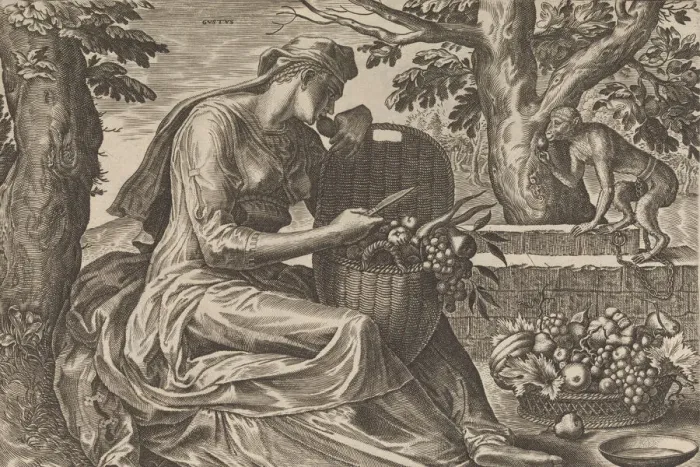 Framed Print : Taste, from The Five Senses, 1561. Creator: Cornelis Cort Framed Print : Taste, from The Five Senses, 1561. Creator: Cornelis Cort