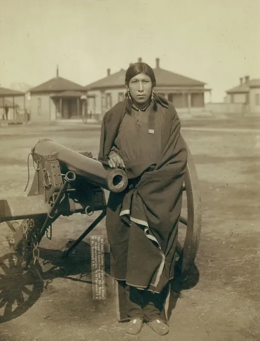 Framed Print : Tasunka, Ota (alias Plenty Horse[s]), the slayer of Lieut Casey, near Pine Ridge, SD, 1891. Creator: John C. H. Grabill