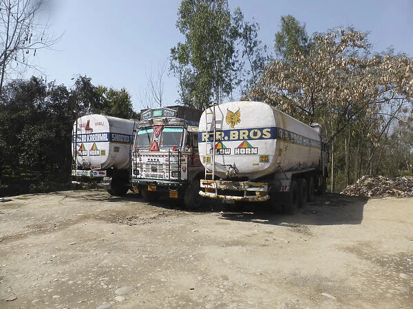 Tata trucks with heavy loads, India. Creator: Unknown