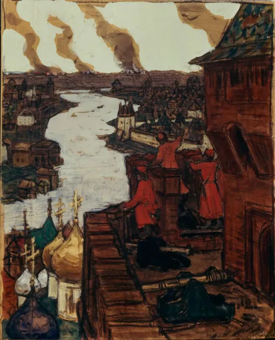 Framed Print : Tatars are coming! End of XIVth century, 1909. Artist: Vasnetsov, Appolinari Mikhaylovich (1856-1933) Framed Print : Tatars are coming! End of XIVth century, 1909. Artist: Vasnetsov, Appolinari Mikhaylovich (1856-1933)