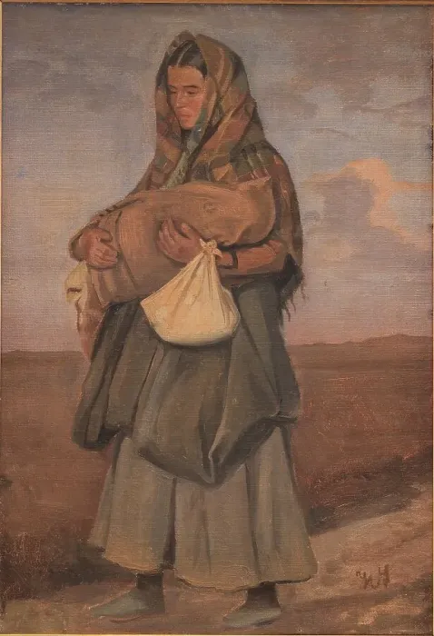 Framed Print : Tater woman with her child on the heath, 1854-1917. Creator: Hans Smidth Framed Print : Tater woman with her child on the heath, 1854-1917. Creator: Hans Smidth