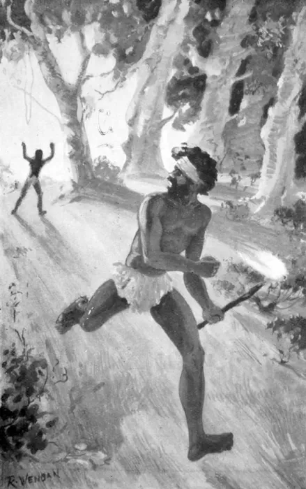 Framed Print : Tatkanna seized a fire-stick and made off, 1923. Artist: Raymond Wenban Framed Print : Tatkanna seized a fire-stick and made off, 1923. Artist: Raymond Wenban